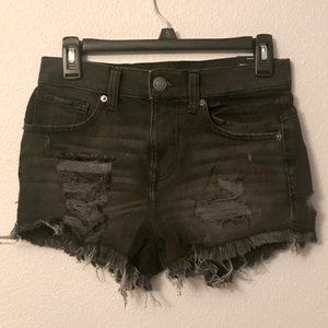 Express Black Distressed Denim High Rise Shorts
